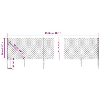 Maschendrahtzaun mit Bodenhülsen Anthrazit 0,8x25 m