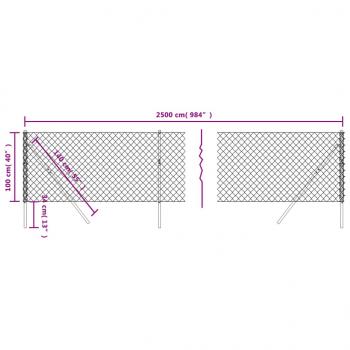 Maschendrahtzaun Silbern 1x25 m