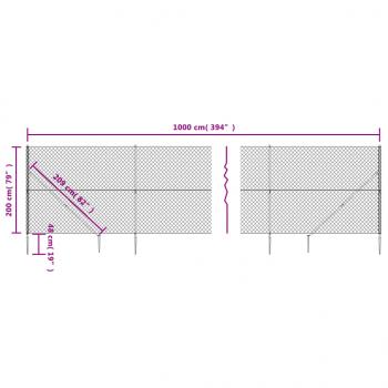 Maschendrahtzaun mit Bodenhülsen Anthrazit 2x10 m