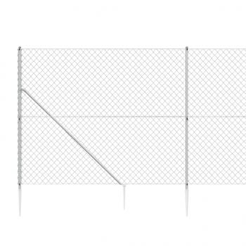 Maschendrahtzaun mit Bodenhülsen Silbern 1,6x25 m