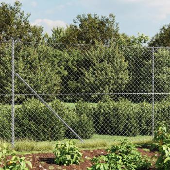 ARDEBO.de - Maschendrahtzaun mit Bodenhülsen Silbern 1,4x10 m