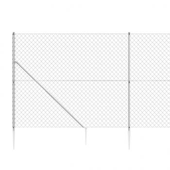 Maschendrahtzaun mit Bodenhülsen Silbern 1,4x10 m