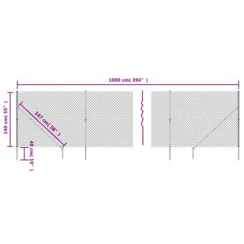 Maschendrahtzaun mit Bodenhülsen Anthrazit 1,4x10 m