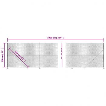 Maschendrahtzaun mit Bodenflansch Anthrazit 2x10 m