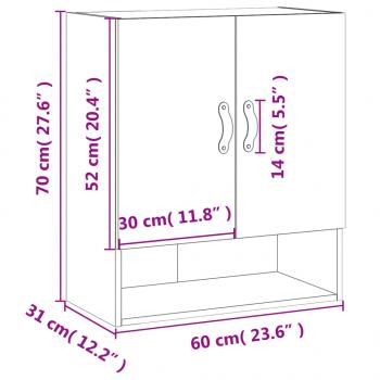 Wandschrank Hochglanz-Weiß 60x31x70 cm Holzwerkstoff