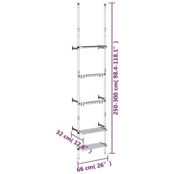 Teleskop-Gartenregal mit 3 Ablagen Silber Aluminium