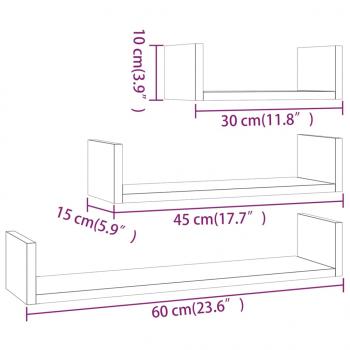 Wandregale 3 Stk. Grau Sonoma Holzwerkstoff