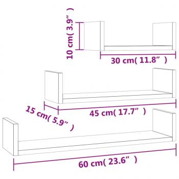 Wandregale 3 Stk. Braun Eichen-Optik Holzwerkstoff