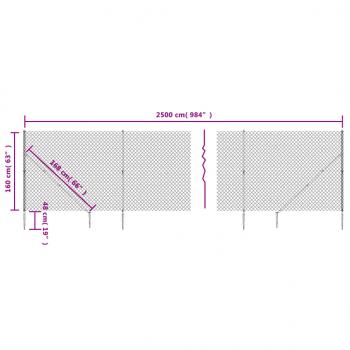 Maschendrahtzaun mit Bodenhülsen Grün 1,6x25 m