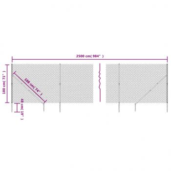 Maschendrahtzaun mit Bodenhülsen Grün 1,8x25 m