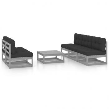 ARDEBO.de - 6-tlg. Garten-Lounge-Set mit Kissen Kiefer Massivholz