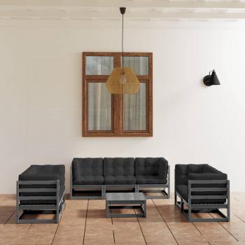 ARDEBO.de - 8-tlg. Garten-Lounge-Set mit Kissen Kiefer Massivholz