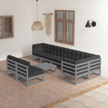 ARDEBO.de - 9-tlg. Garten-Lounge-Set mit Kissen Massivholz Kiefer