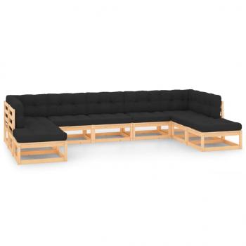 ARDEBO.de - 9-tlg. Garten-Lounge-Set mit Kissen Massivholz Kiefer