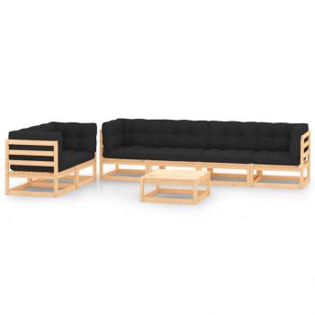 ARDEBO.de - 7-tlg. Garten-Lounge-Set mit Kissen Massivholz Kiefer