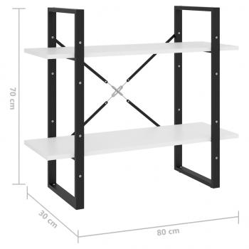 Bücherregal 2 Fächer Weiß 80x30x70 cm Holzwerkstoff