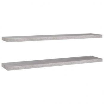 Schweberegale 2 Stk. Betongrau 120x23,5x3,8 cm MDF