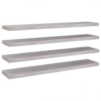 Schweberegale 4 Stk. Betongrau 120x23,5x3,8 cm MDF