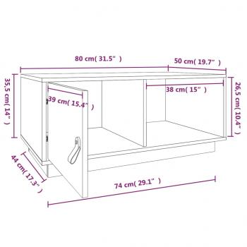 Couchtisch Weiß 80x50x35,5 cm Massivholz Kiefer