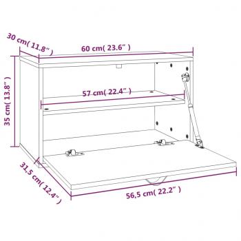 Wandschrank Schwarz 60x30x35 cm Massivholz Kiefer