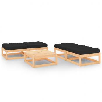 ARDEBO.de - 5-tlg. Garten-Lounge-Set mit Kissen Massivholz Kiefer