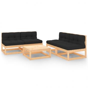 ARDEBO.de - 5-tlg. Garten-Lounge-Set mit Kissen Massivholz Kiefer