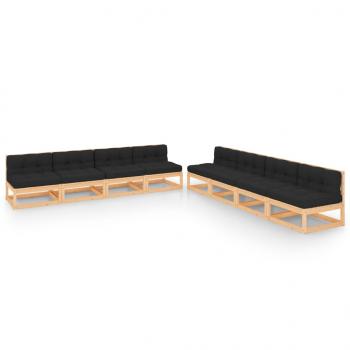 ARDEBO.de - 8-tlg. Garten-Lounge-Set mit Kissen Massivholz Kiefer