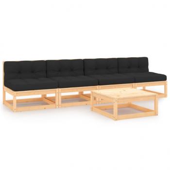 ARDEBO.de - 5-tlg. Garten-Lounge-Set mit Kissen Massivholz Kiefer