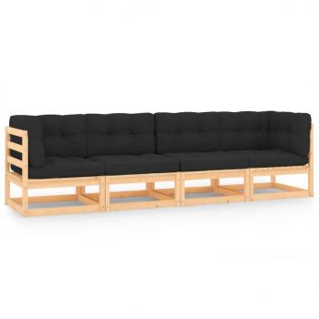 ARDEBO.de - 4-tlg. Garten-Lounge-Set mit Kissen Kiefer Massivholz