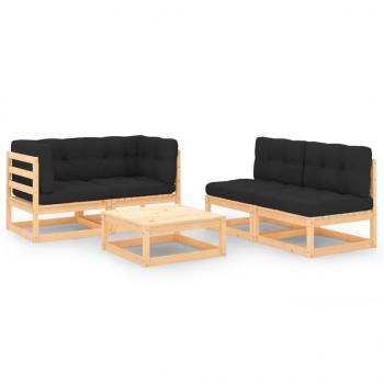 ARDEBO.de - 5-tlg. Garten-Lounge-Set mit Kissen Massivholz Kiefer