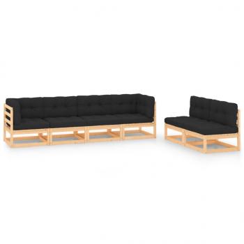 ARDEBO.de - 6-tlg. Garten-Lounge-Set mit Kissen Massivholz Kiefer