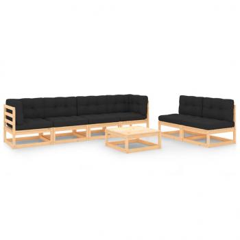 ARDEBO.de - 7-tlg. Garten-Lounge-Set mit Kissen Massivholz Kiefer