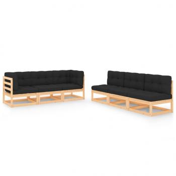 ARDEBO.de - 6-tlg. Garten-Lounge-Set mit Kissen Massivholz Kiefer