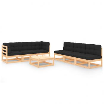 ARDEBO.de - 7-tlg. Garten-Lounge-Set mit Kissen Massivholz Kiefer