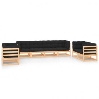 ARDEBO.de - 8-tlg. Garten-Lounge-Set mit Kissen Massivholz Kiefer