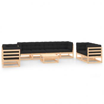 ARDEBO.de - 9-tlg. Garten-Lounge-Set mit Kissen Massivholz Kiefer