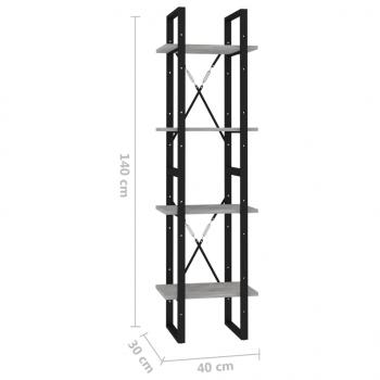 Bücherregal 4 Fächer Betongrau 40x30x140 cm Holzwerkstoff