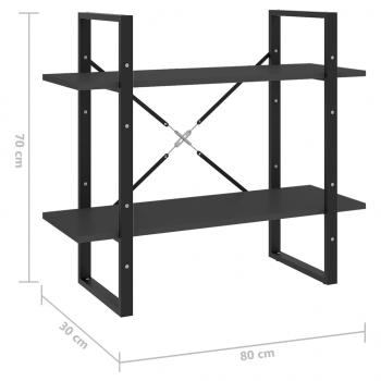 Bücherregal 2 Fächer Grau 80x30x70 cm Holzwerkstoff