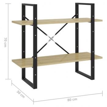 Bücherregal 2 Fächer Sonoma-Eiche 80x30x70 cm Holzwerkstoff