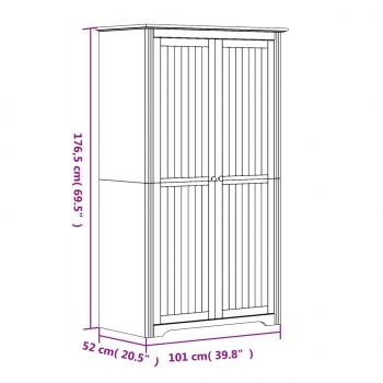 Kleiderschrank BODO Grau 101x52x176,5 cm Massivholz Kiefer