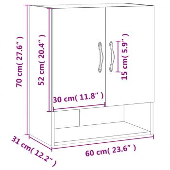 Wandschrank Hochglanz-Weiß 60x31x70 cm Holzwerkstoff