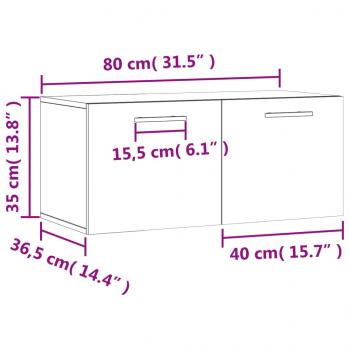 Wandschrank Schwarz 80x36,5x35 cm Holzwerkstoff