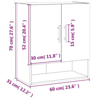 Wandschrank Schwarz 60x31x70 cm Holzwerkstoff