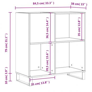 Plattenschrank Weiß 84,5x38x89 cm Holzwerkstoff