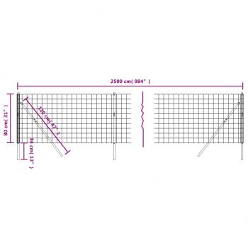 Maschendrahtzaun Grün 0,8x25 m Verzinkter Stahl