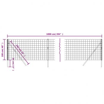 Maschendrahtzaun Grün 1x10 m Verzinkter Stahl