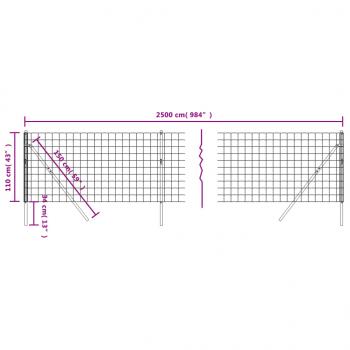 Maschendrahtzaun Grün 1,1x25 m Verzinkter Stahl