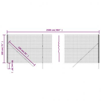 Maschendrahtzaun Anthrazit 1,8x25 m Verzinkter Stahl