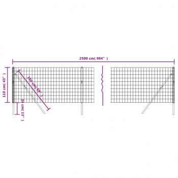 Maschendrahtzaun Anthrazit 1,1x25 m Verzinkter Stahl