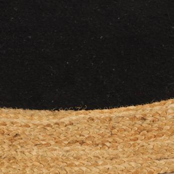 Teppich Geflochten Schwarz & Natur 90 cm Jute & Baumwolle Rund